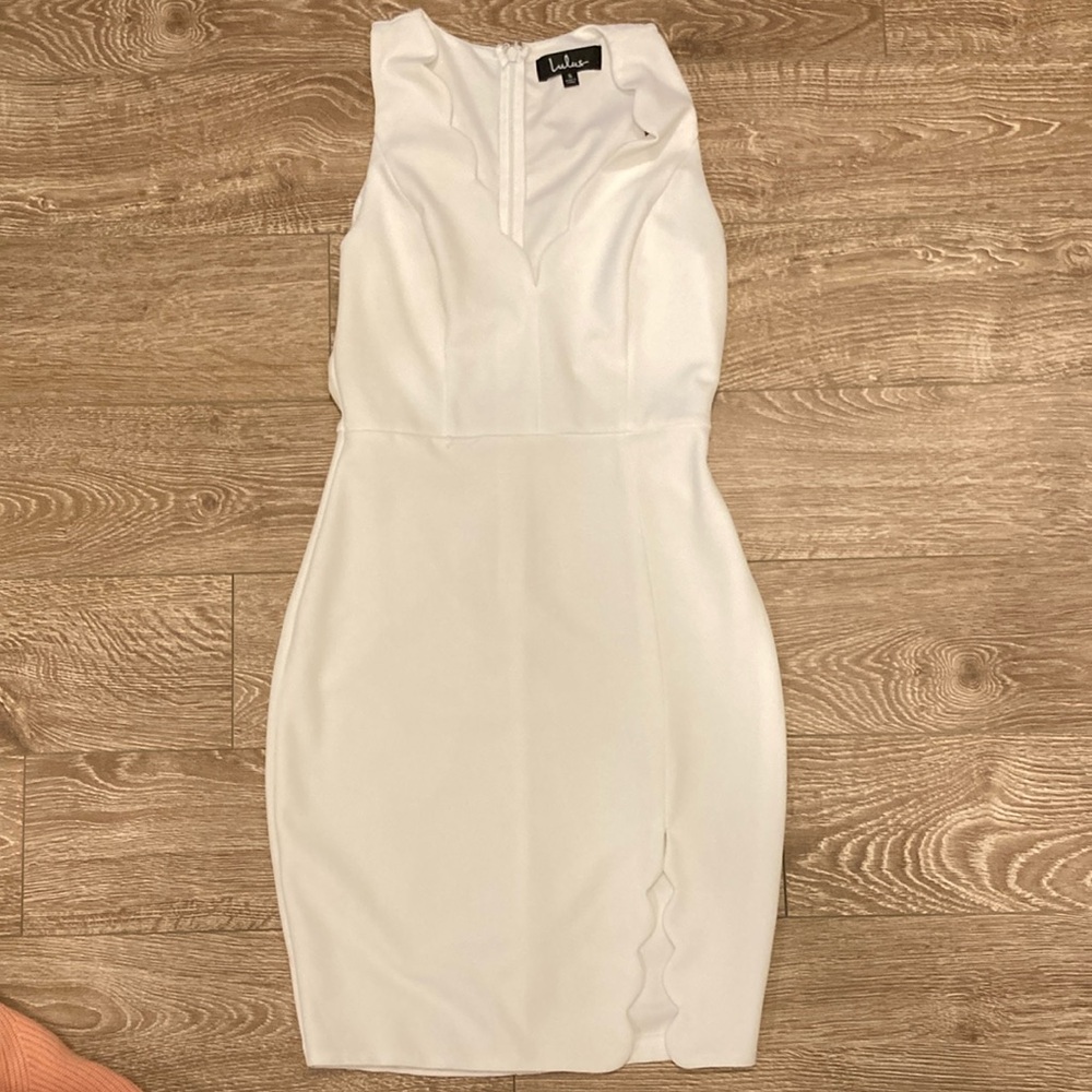 Lulu's Cream Halter Sheath Midi Dress